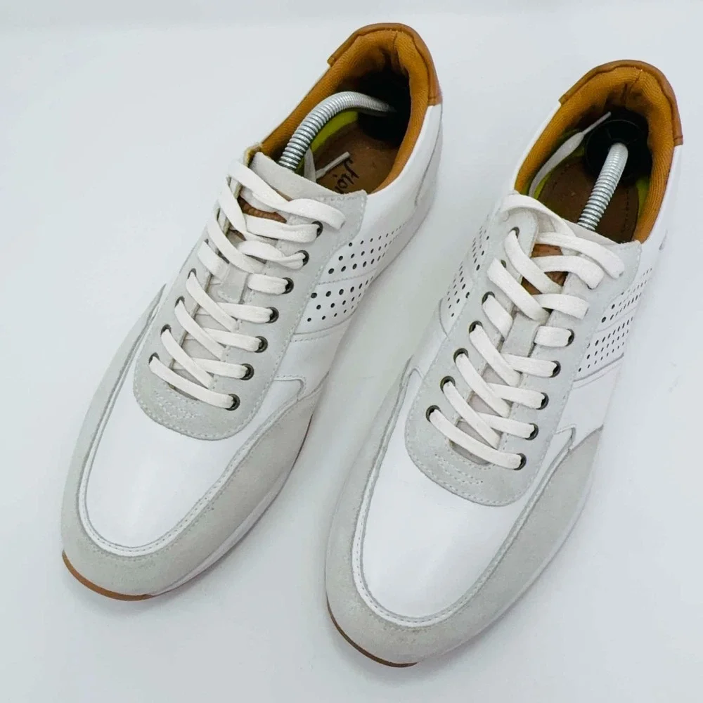 Florsheim Fusion Sport Lace Up Sneakers Men's SIze 10.5 W White Leather Preppy